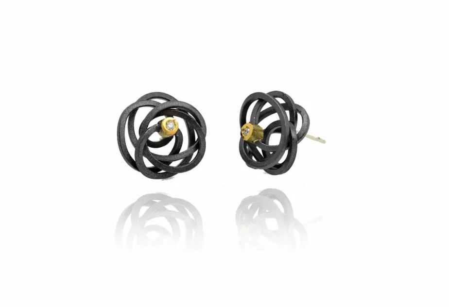 Pendientes pequeños CAOS, plata y oro