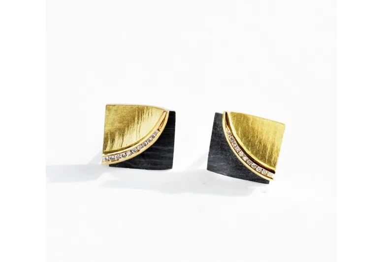 DobleFulla silver&gold&diamonds small earring