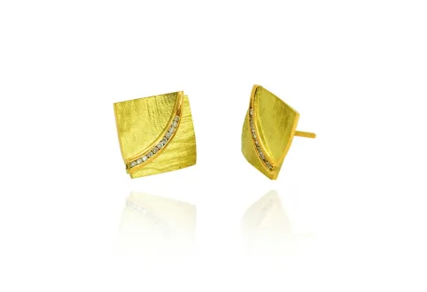Pendientes Doble Fulla, diamantes y oro