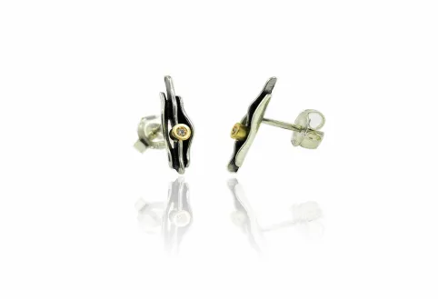 Small silver and gold Fi earrings