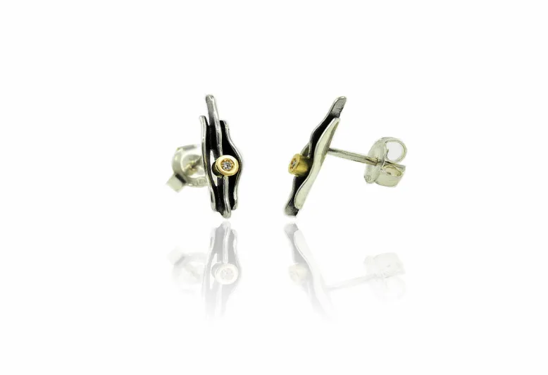 Pendientes pequeños FI, plata y oro