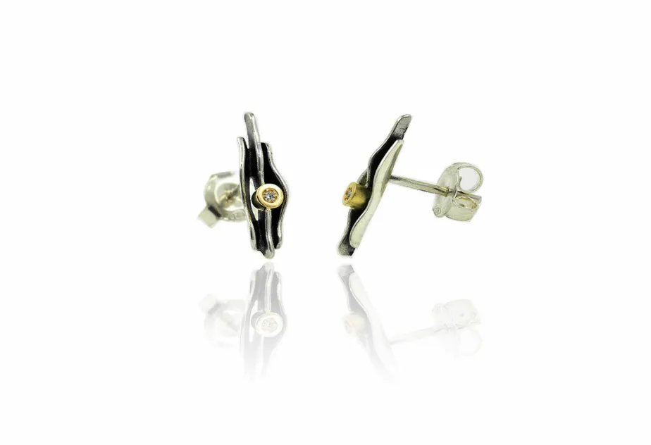 Pendientes pequeños FI, plata y oro