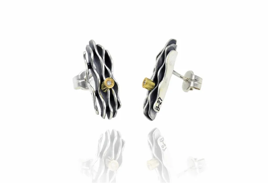 Medium silver and gold Fi earrings