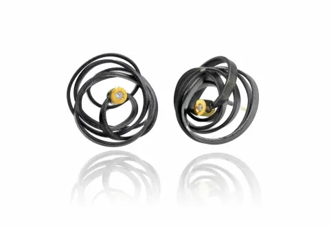 Pendientes Garbuix, diamante con engaste redondo, plata y oro