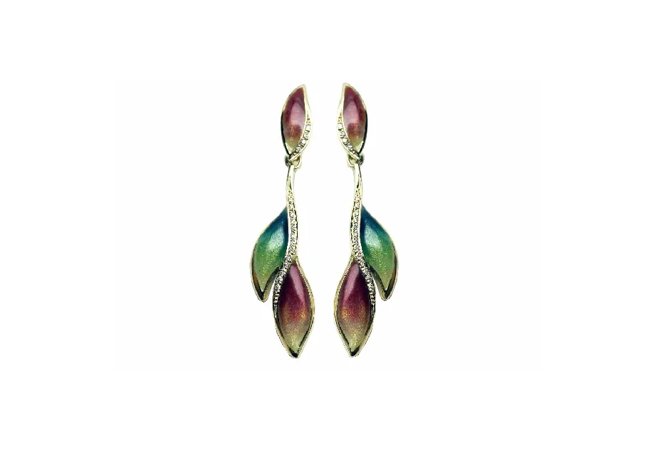 Botanic blue-pink two-pieces earring