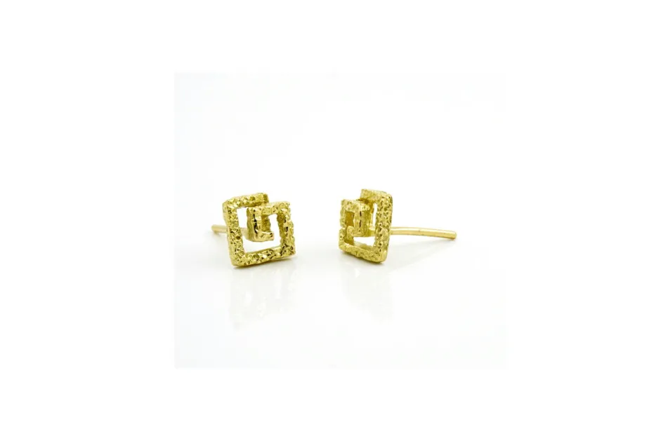 Pendientes cuadrados texturizados Zoom, plata y oro