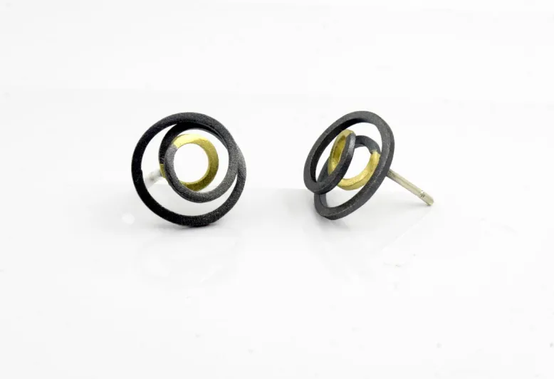 Ohrringe Circunval·lació, Silber und Gold 1,3mm