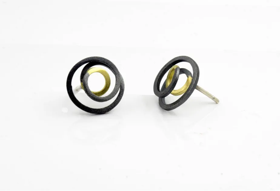 Ohrringe Circunval·lació, Silber und Gold 1,3mm