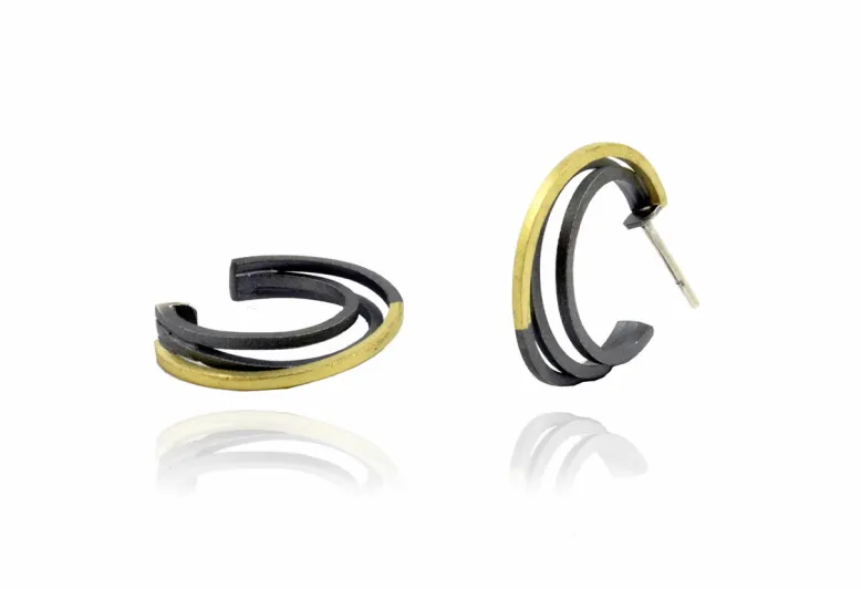 Kreolen-Ohrringe Circunval·lació, Silber und Gold 1,3mm