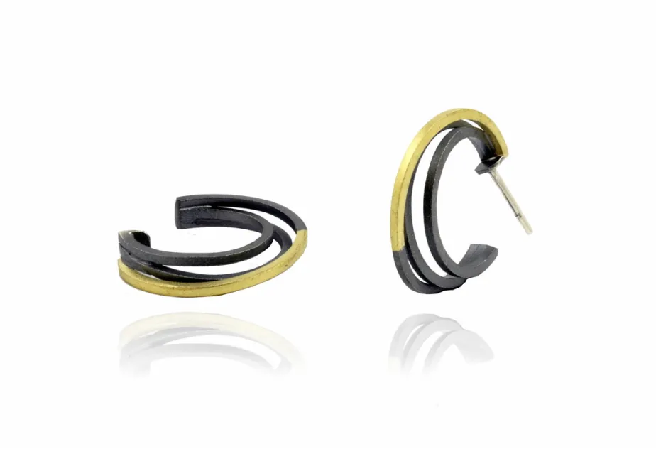 Kreolen-Ohrringe Circunval·lació, Silber und Gold 1,3mm