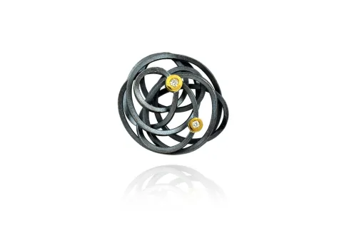 Caos silver&gold 2 brilliants pendant