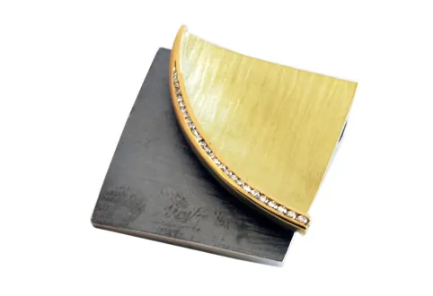 Colgante grande Doble Fulla, plata y oro con diamantes
