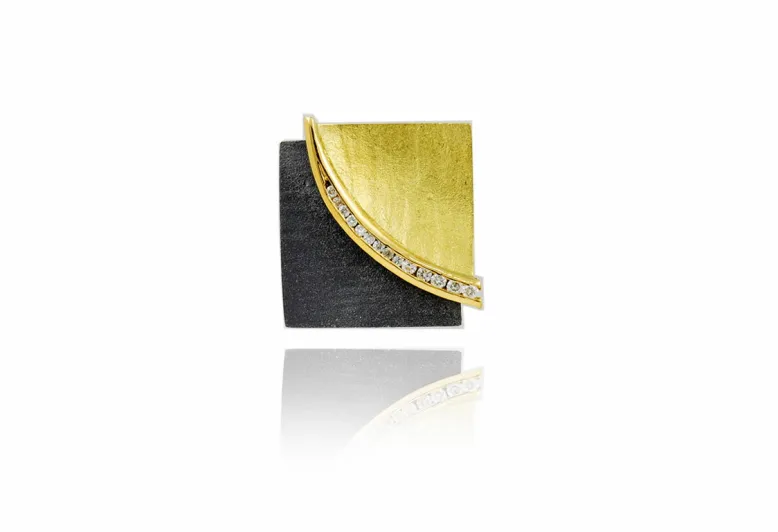 Kleiner Anhänger Doble Fulla, Silber und Gold und Diamanten