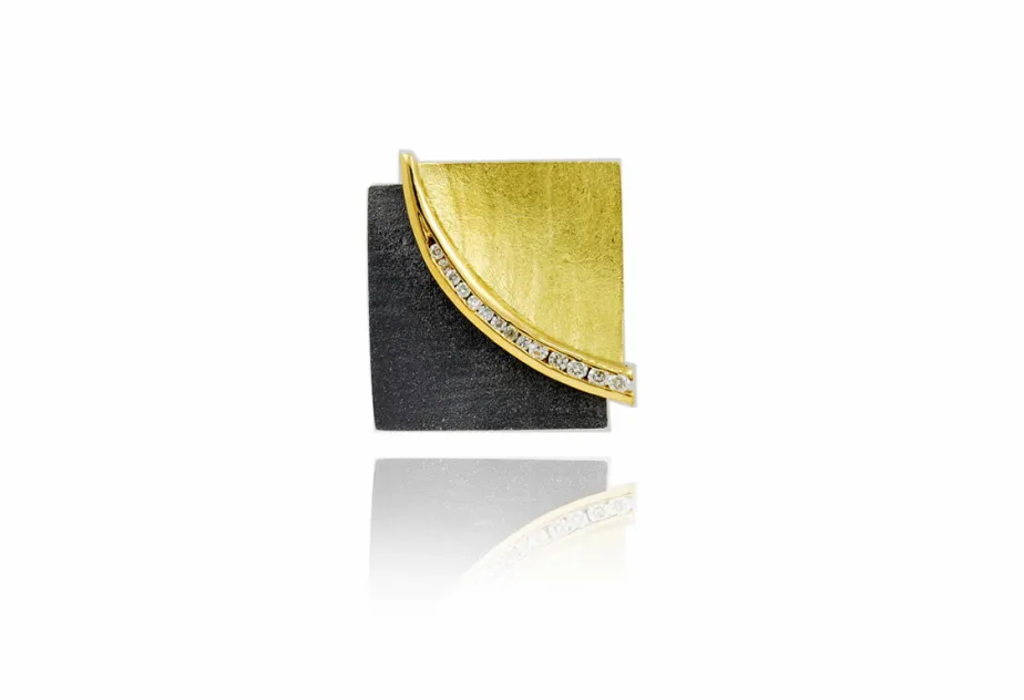 Kleiner Anhänger Doble Fulla, Silber und Gold und Diamanten