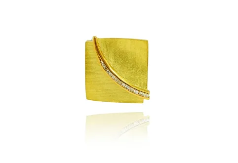 Colgante pequeño Doble Fulla, oro con diamantes