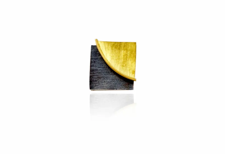 Colgante Doble Fulla grande plata-oro