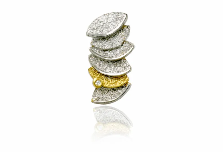 Smile white silver & gold pendant