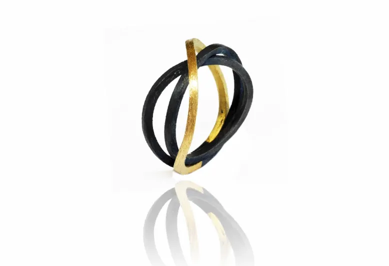 Concentric Ring with Gold Strand and 2 Silver Strands