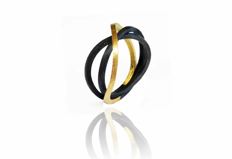 Concentric Ring with Gold Strand and 2 Silver Strands