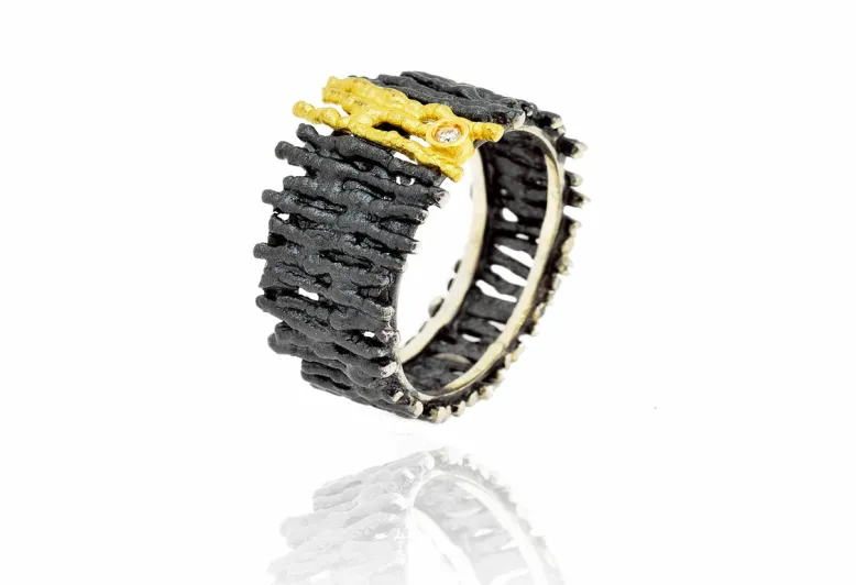 Diluvi silver&gold big ring