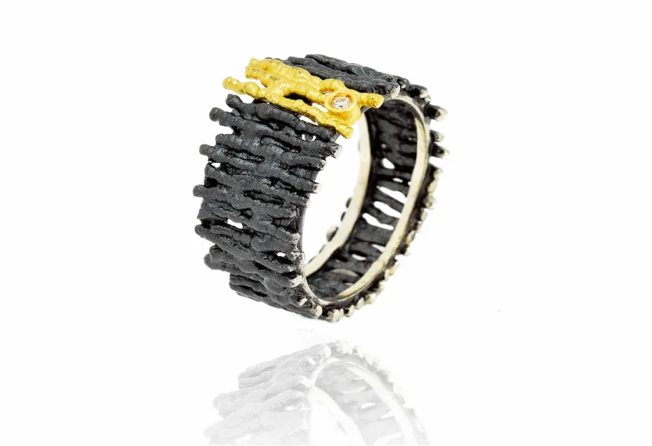 Diluvi silver&gold big ring