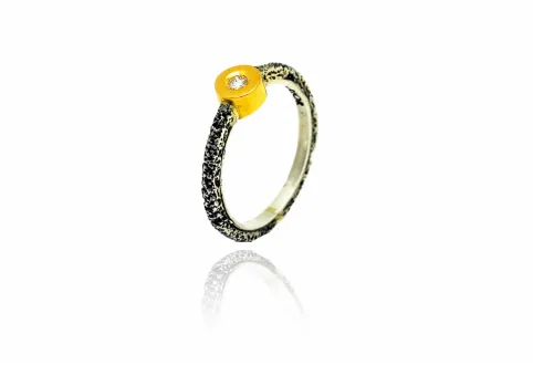 Textured Kora Ring, Large Round Diamond Setting