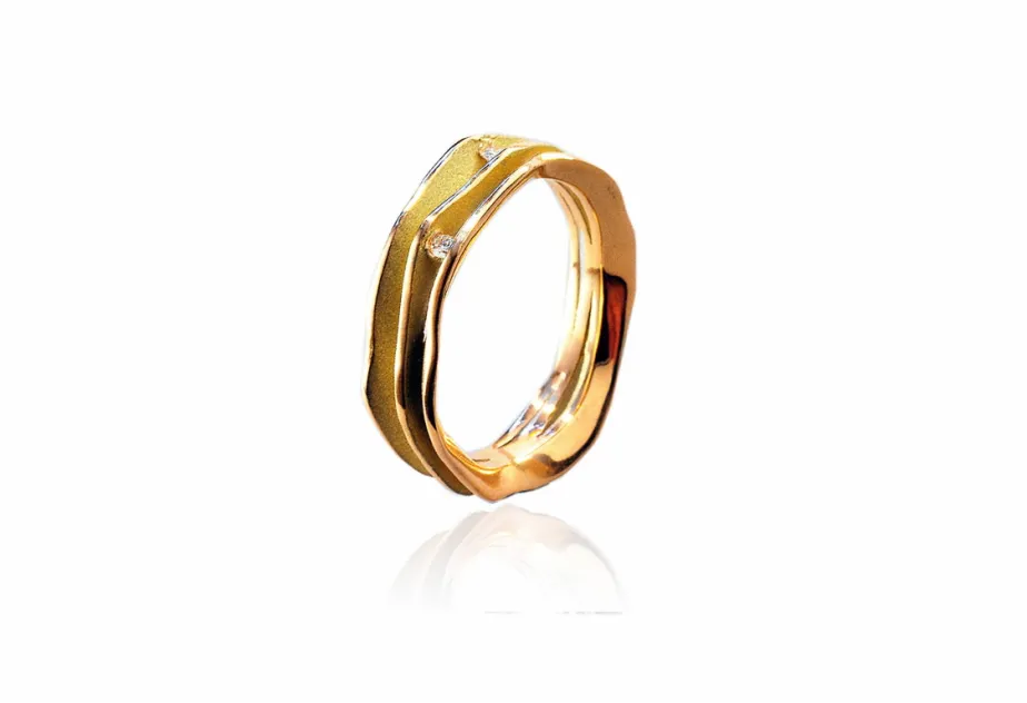 Ring Fi doppelt mit 2 Diamanten