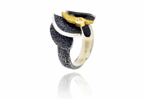 Anillo Smile, plata y oro