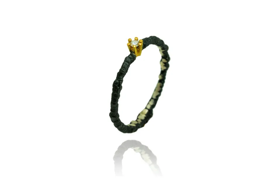 Ring Bremi, Silber und Gold mit Diamant in Goldfassung