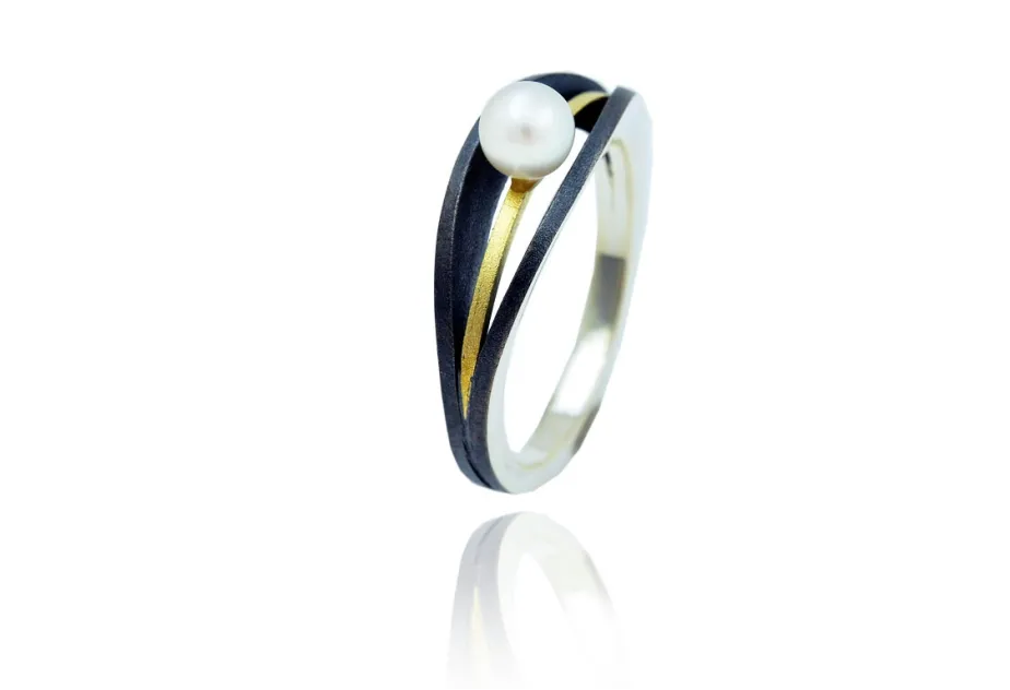 Anillo Manna, plata y oro con perla