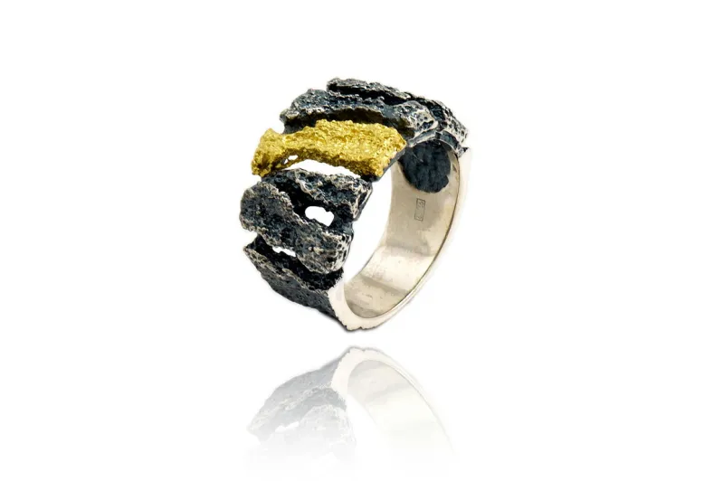 Anillo mediano Tempo, plata y oro
