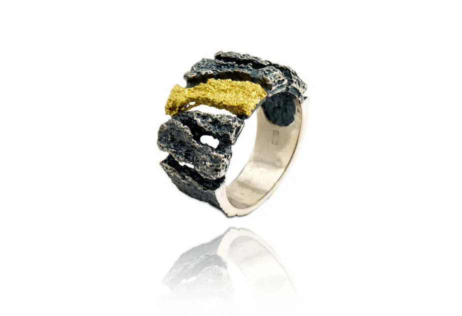 Anillo mediano Tempo, plata y oro
