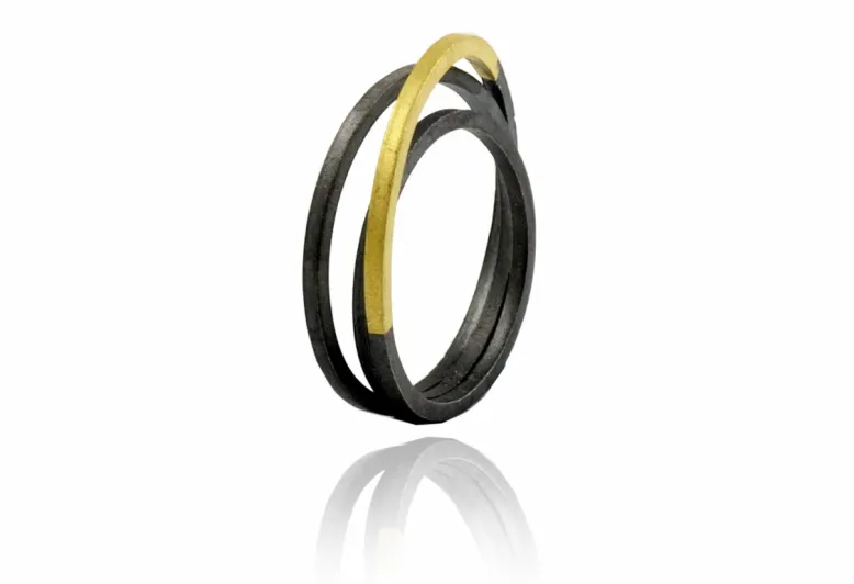 Ring Circunval·lació, Silber und Gold 1,3 mm