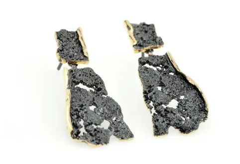 Pendientes Intenzza negro dorado de dos piezas