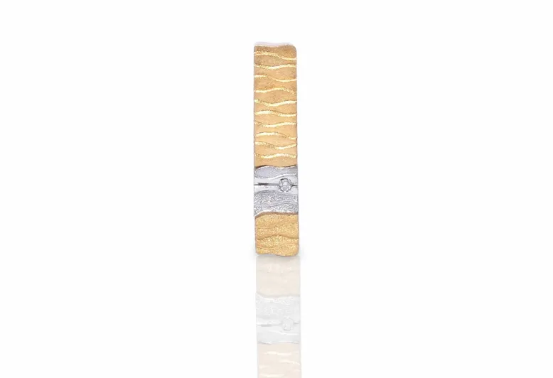 Small Delta Pendant, Gold and White Gold with Diamond