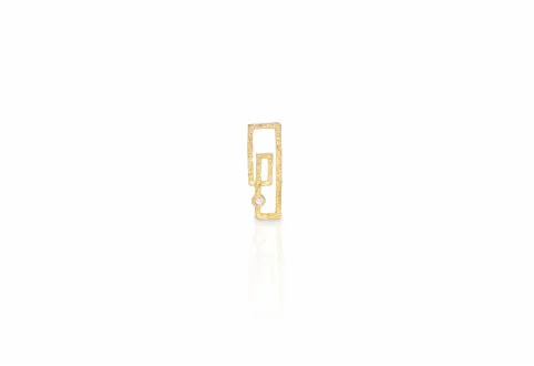 Texturierter rechteckiger Anhänger Zoom, Gold mit Diamant
