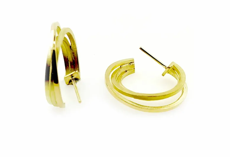 Ohrringe Circunval·lació, Silber und Gold 1,3 mm