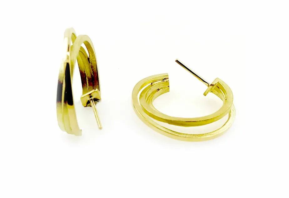 Ohrringe Circunval·lació, Silber und Gold 1,3 mm