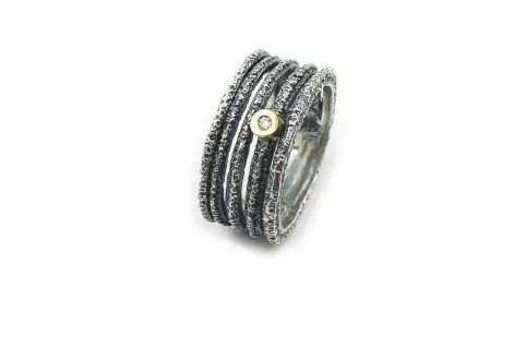 Anillo Geo R calado pl/or+br 