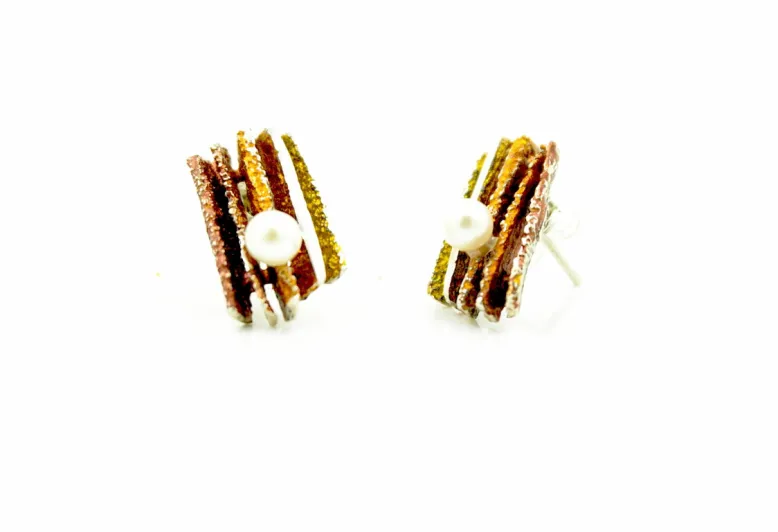 Arracades Junc mitjanes ocre PERLA