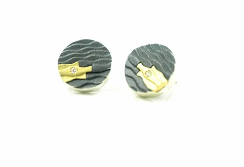 Pendientes redondos Delta, plata y oro