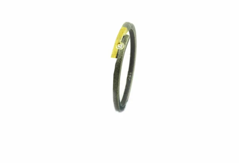 Ring Dual, Silber und Gold mit Diamant
