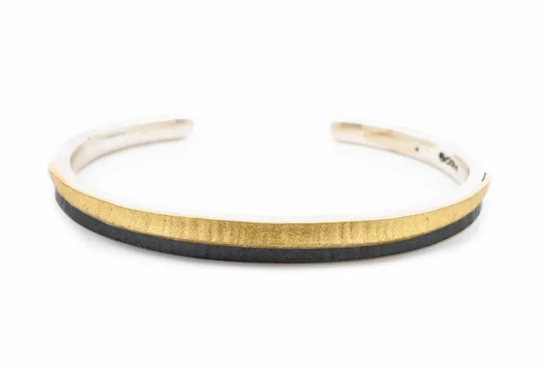 Pulsera estrecha pequeña, oro y plata
