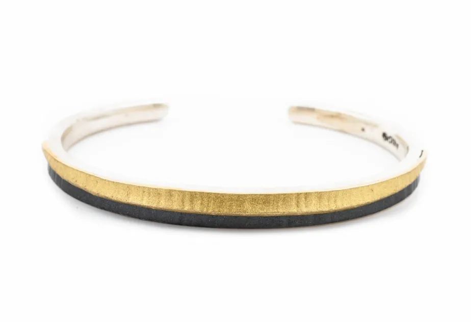Pulsera estrecha pequeña, oro y plata