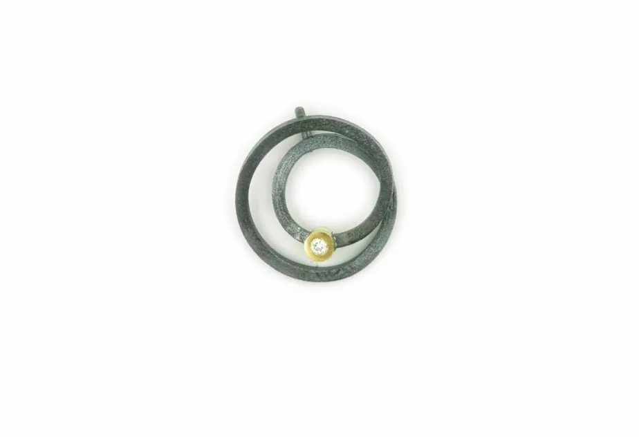 Colgante Zoom redondo liso pl/oro Br grande
