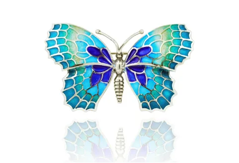 Broche mariposa azules grande
