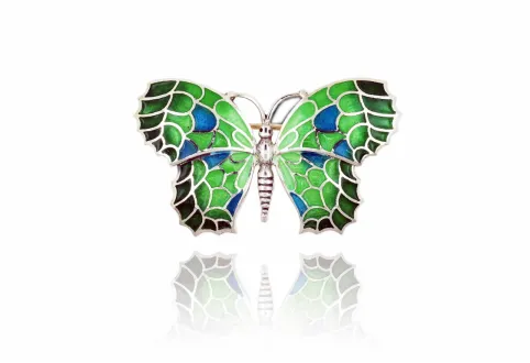 Mosaic "trencadís" Butterfly green medium brooch