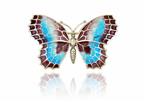 Broche mariposa lila-azul grande