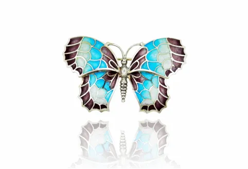 Broche mariposa lila-azul mediana