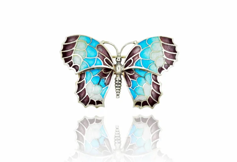Broche mariposa lila-azul mediana